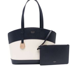 Ferragamo Charming Medium Tote Bag Canvas Leather Beige Black‎ New $1650